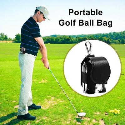Golf Bag Mini Storage Bag PU Leather Hanging Waist Golf Bag Metal Buckle Golf Belt Bag