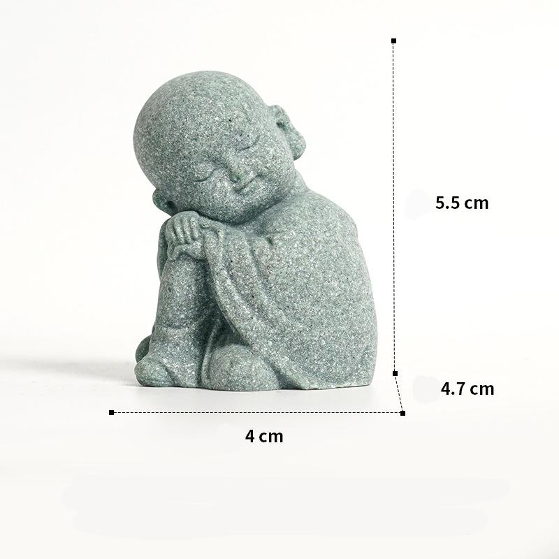Sandstone Little Monk sculptures and figurines  Cute Home Room Office car Table decoration and accessories High quality gifts