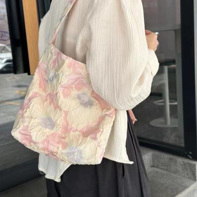 Sac bandoulière rétro 3D en relief pour femmes, sac sous-bras polyvalent et portable en toile de grande capacité pour l'été