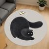 1pc Cat Black Round Chair Mat Area Rug - Non-Slip, Floor Mat for Office, Bedroom, and Indoor Decor C1125089