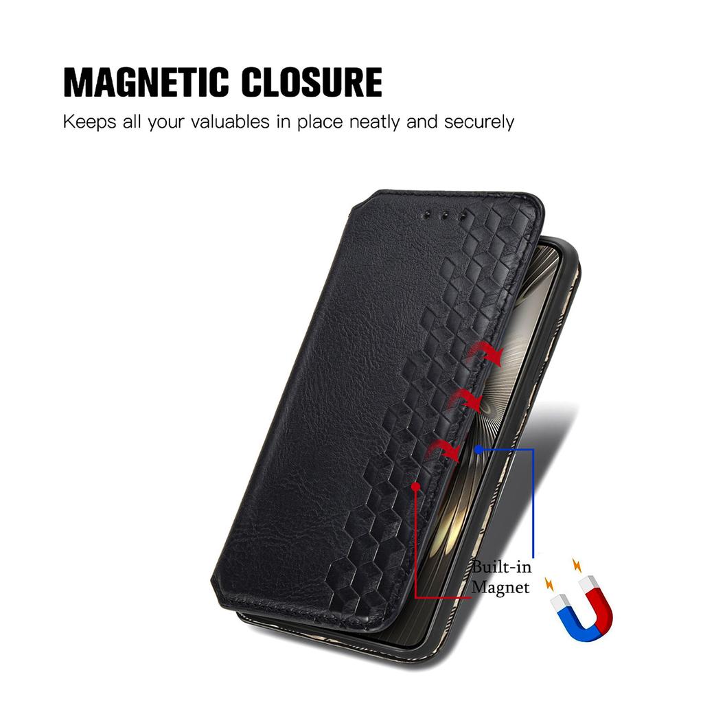 For Xiaomi Redmi Turbo 3 5G/Poco F6 5G PU Leather Case Rhombus Imprint Wallet Stand Phone Cover