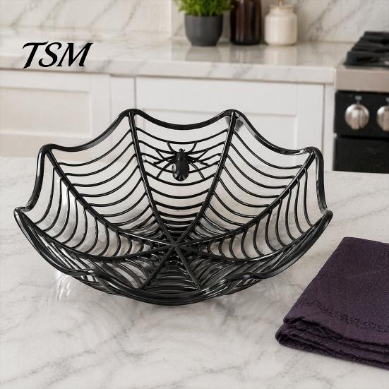 Lightweight Snack Organizers 3 Pcs Halloween Spider Web Baskets, Plastic Cobweb Fruit Holder, Trick or Durable Candy Buckets Treat Bowl for