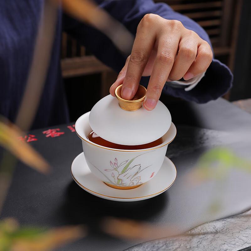 Chaxun Ceramic Enamel San Cai Gaiwan Set