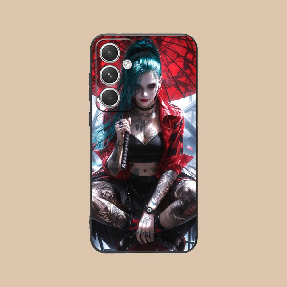 Fashion Tattoo Girl Mobile Phone Case for Samsung Galaxy S26 S25 S24 S23 S22 S21 S20 Note20 Plus FE Ultra Colorful Cover Cover
