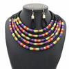 African Jewelry Set for Women Necklace Earrings Multi-layer Woven Choker Bridal Wedding Accessories