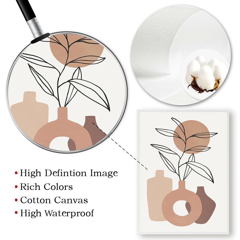 Boho Linien Gesichtsvase Blätter Abstrakt Poster und Drucke Wandkunst Leinwandmalerei Hotel Café Bar Bilder für Wohnzimmerdekor