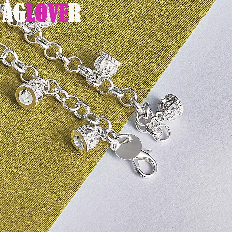 925 Sterling Silver Crown Pendant AAA Zircon Bracelet Jewelry