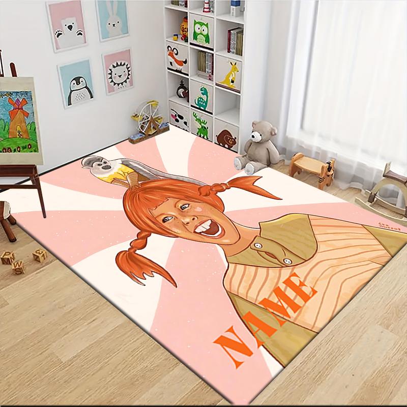 Custom Name Pippi Adventures Carpet Rug Customizable Soft Washable Anti-Slip Home Living Room Sofa Mats Personalized Rug. 0909321