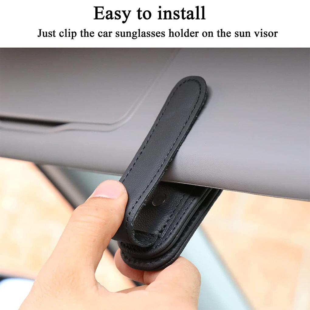 Car Holder Clip PU Leather Sunglasses Ticket Storage Hanger Interior Organization Case Accessories