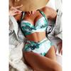 European and American Bikini Sexy Digital Printing High Waist Split Bikini