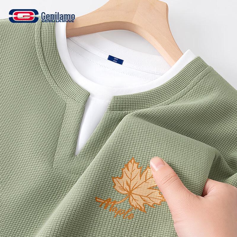 GENIOLAMODE Men s Waffle Knit Long-Sleeve T-Shirt M