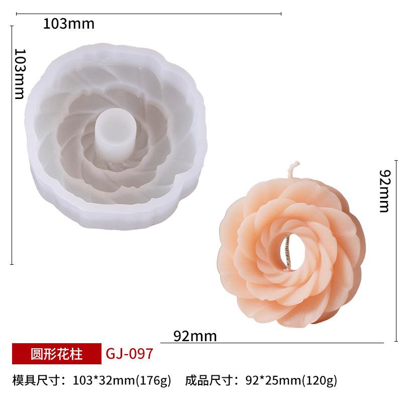 Floral Pillar Rose Scented Candle Silicone Mold DIY Creative 3D Flower Candle Making Mold
