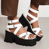 Sexy Platform Women's Sandals Summer Shoes 2025 Punk High Heels Buckle Strap Slippers Black White Party Dance Shoes Female