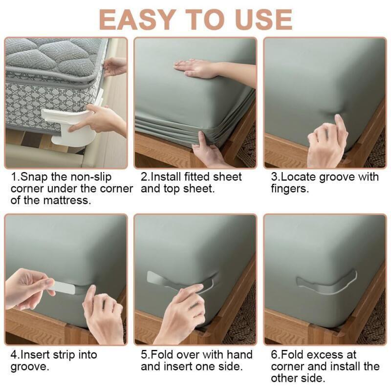 Invisible Sheet Bed Cover Fixer, Bed Sheet Fixed Clip with Lock Strips Fixed Bed Sheet Holder Bedsheet Fixed for All Mattress
