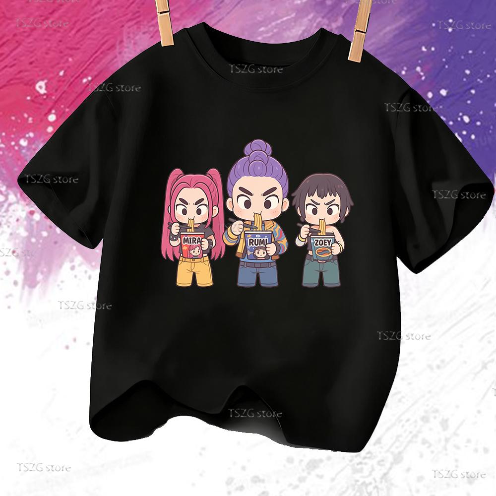 Boys Tee Girl Clothes Movie Cartoon Kid T-shirt KPop Demon Hunters Print Fashion Casual Summer Short Sleeve Tops