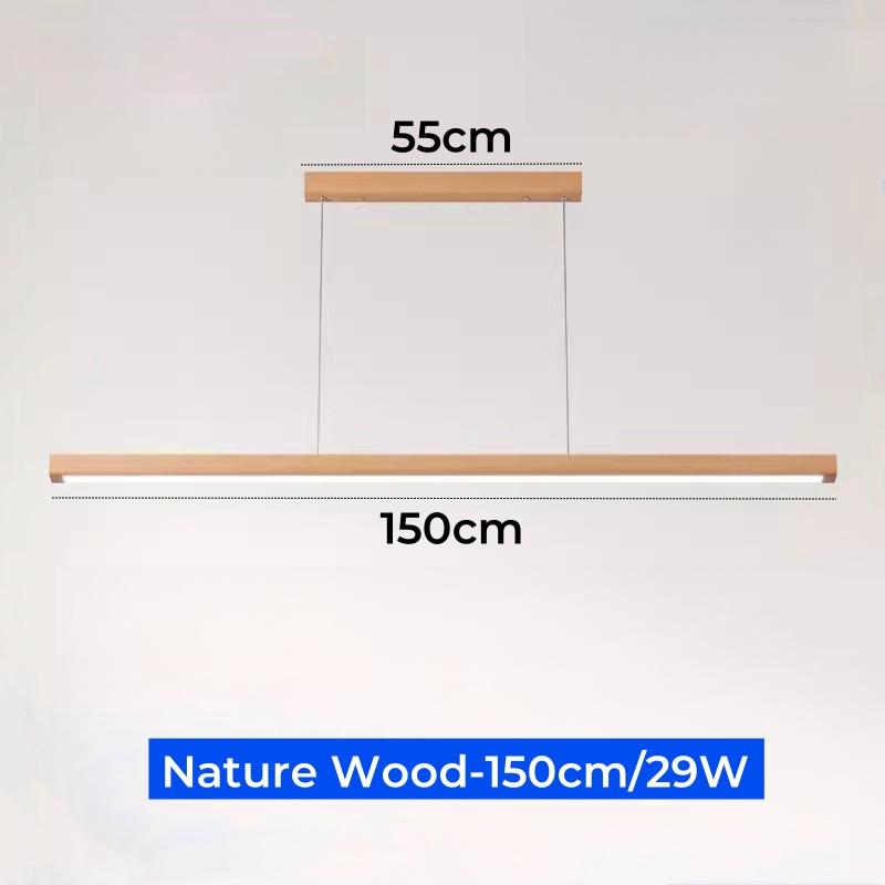 Nordic Wooden LED Pendant Lamp Simple Dimmable Ceiling Chandelier Dining Room Kitchen Table Long Strip Hanging Lighting  Fixture