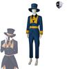 Freak Circus Halloween Cosplay Costume, Pierrot Harlequin Ticket Taker Game Role Play Outfit
