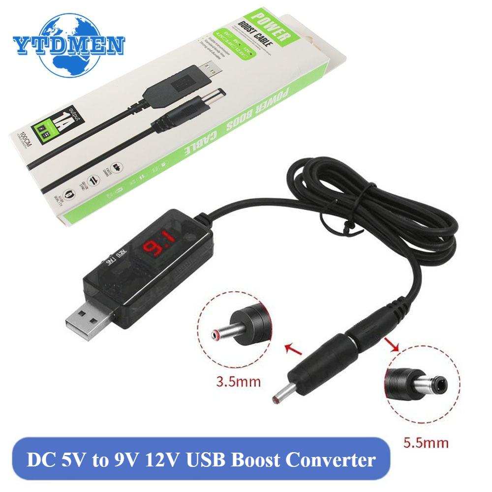 

USB Повышающий Кабель-Преобразователь DC 5V в 9V 12V Повышающий Преобразователь с Коробкой, с Разъемом 3.5x1.35мм, для Преобразователей Зарядного Устройства чёрный