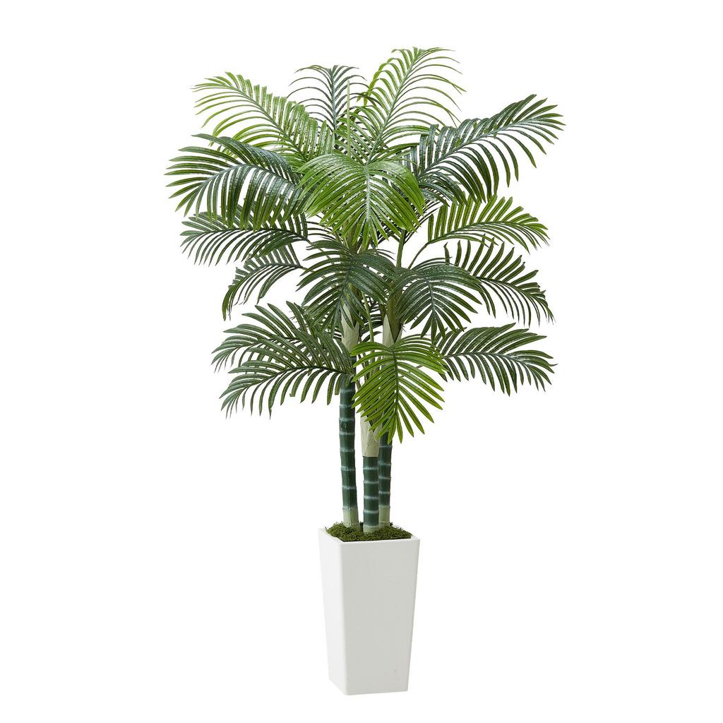 VEVOR Τεχνητό Δέντρο Φοίνικας Areca 1829 mm, Ψεύτικοι Φοίνικες Τροπικά Φυτά με Ψηλό Λευκό Γλάστρα, Ψεύτικο Μεγάλο Μεταξωτό Φυτό σε Γλάστρα
