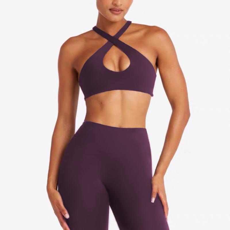 "Elegant Cross-Back Yoga Vest: Sexy, Hollow Design for Female Fitness & Dance Training"