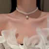 Twist winding multi-layer pearl necklace French retro fashion temperament collarbone chain personalized versatile design sense necklace
