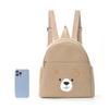 Corduroy Student Backpack With Embroidered Animal Pattern And Laptop Storage For Casual Travel