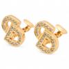 Auth DIOR CD Logo Rhinestone Earrings Jewelry Vintage Gold Tone Di2207ju