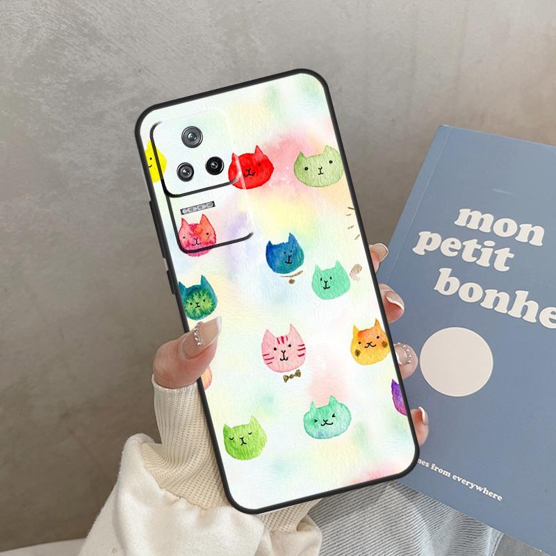 Cute Cartoon Cat Case For Xiaomi 15 14 Ultra 13T 14T 15T Pro 17 Pro Max POCO X7 X3 X5 X6 F5 F6 F7 F8 Pro Cover