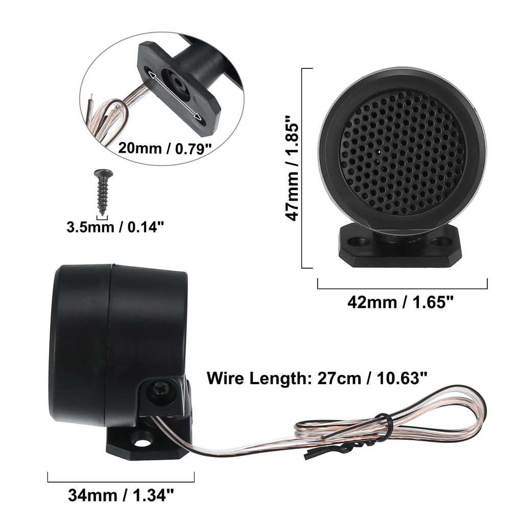 ACROPIX Auto-Lautsprecher Hochtöner Stereo-Hochtöner Rundlautsprecher für Auto-Track-Audio Schwarz 42x34x47mm 2 Stück
