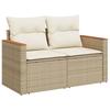 7 Piece Garden Sofa Set with Cushions Beige Poly Rattan