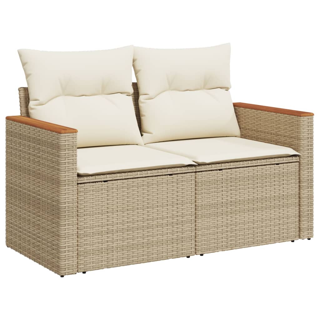 Vidaxl 9-Cz. Set di Mobili da Giardino con Cuscini, Beige, Polyrattan