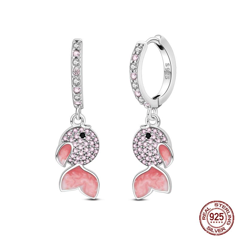 Modische leuchtende Glühwürmchen-Ohrringe 925er Sterlingsilber Lila Schmetterling Welle Fischschwanz Anhänger Ohrringe Feiner Party-Schmuck Geschenke
