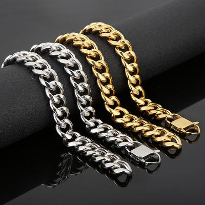 Rock And Roll Hip -Hop Accessories European And American Personality Domineering Round Edge 15mm Titanium Steel Men 'S Bracelet Necklace 