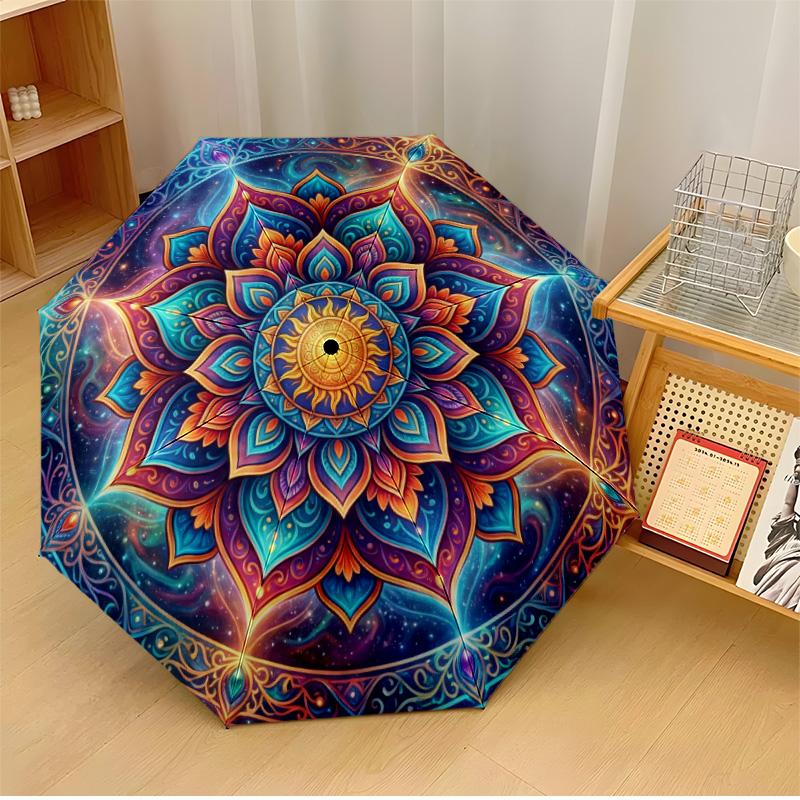 

Vibrant Mandala Art (7) Printed umbrella windproof folding umbrella portable sun and rain umbrella suitable for gifting