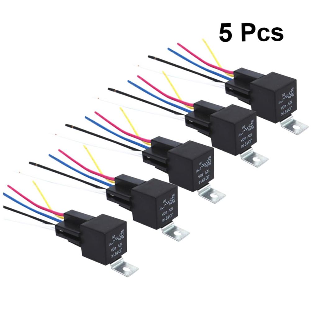 SWOOMEY 5 Pcs Car Relay Pin with Connector Relay Socket Black High Definition