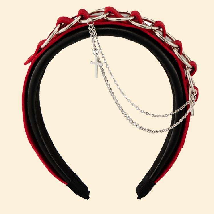 Punk Chain Buckle Headband for Cosplay Parties 2000s Halloween Costume Hairhoop Anime Metal Buckle Headbands