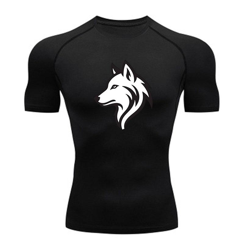 Men's Quick Dry Compression Athletic T-Shirt, Stylish Wolf H