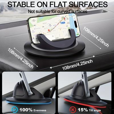 Car Phone Mount, 360° Rotation, Strong Suction Cup & Slip-Free Mat. Fit iPhone 17/16/15 & Samsung. For Car Dash & Desk Use.