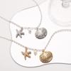 Sweet Starfish Shell Collarbone Chain Seaside Vacation Women Pearl Pendant  Summer