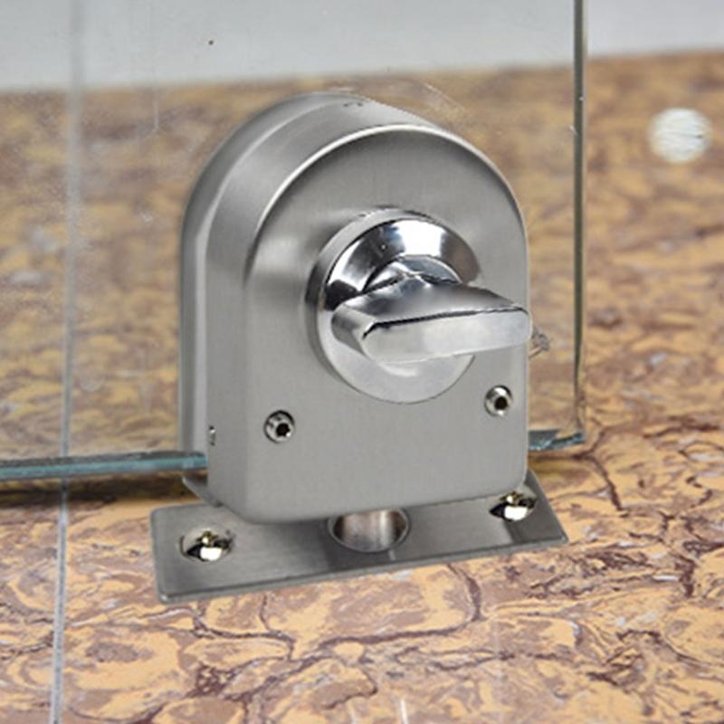 Glass Door Floor Lock Single Bolt Keyless Anti-Theft Locks Door Slide for Latch