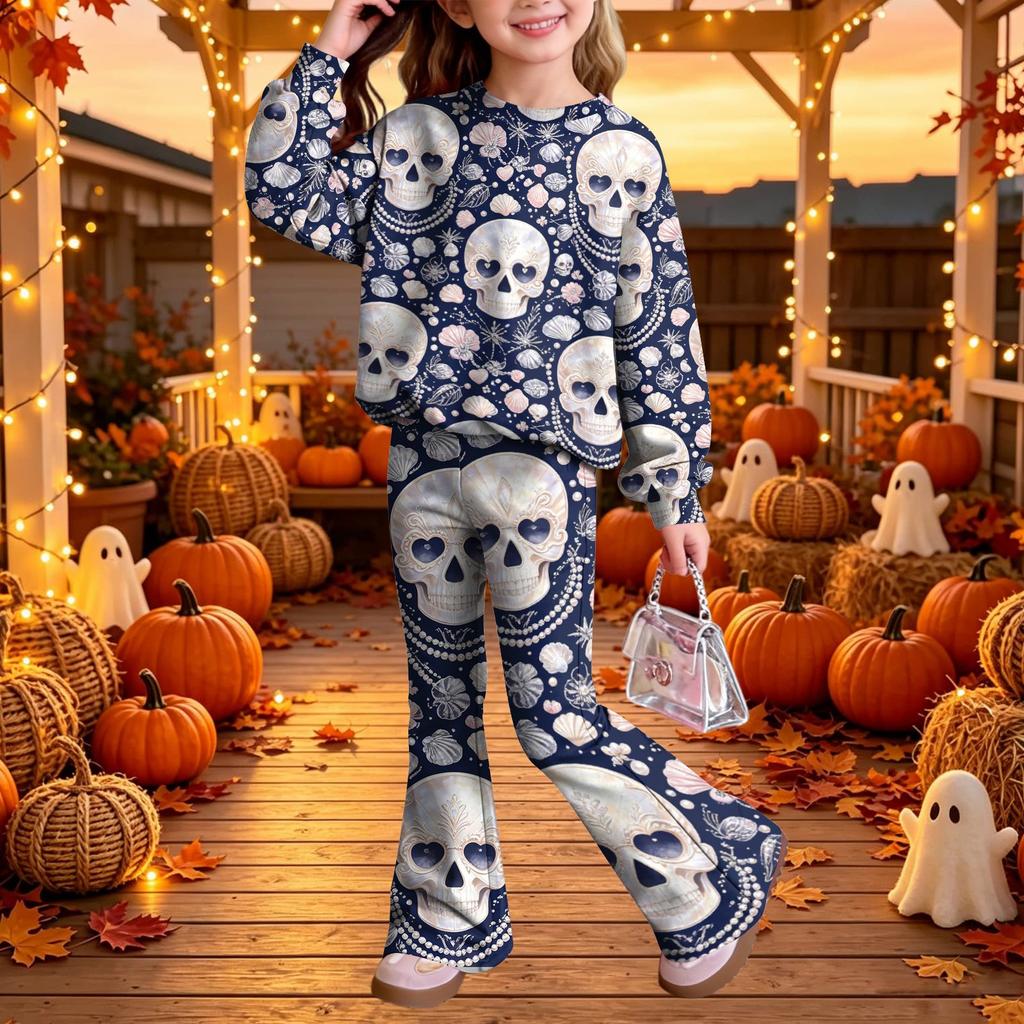 Kids Casual Long Sleeve Top and Pants Two-Piece Matching Outfit Set