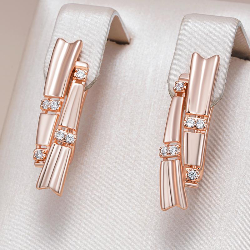 Couleur Or Rose Ethnique Boucles d'Oreilles Pendantes Mariée Mode Femme Géométrie Zircon Naturel Accessoires Quotidien Bijoux Fins