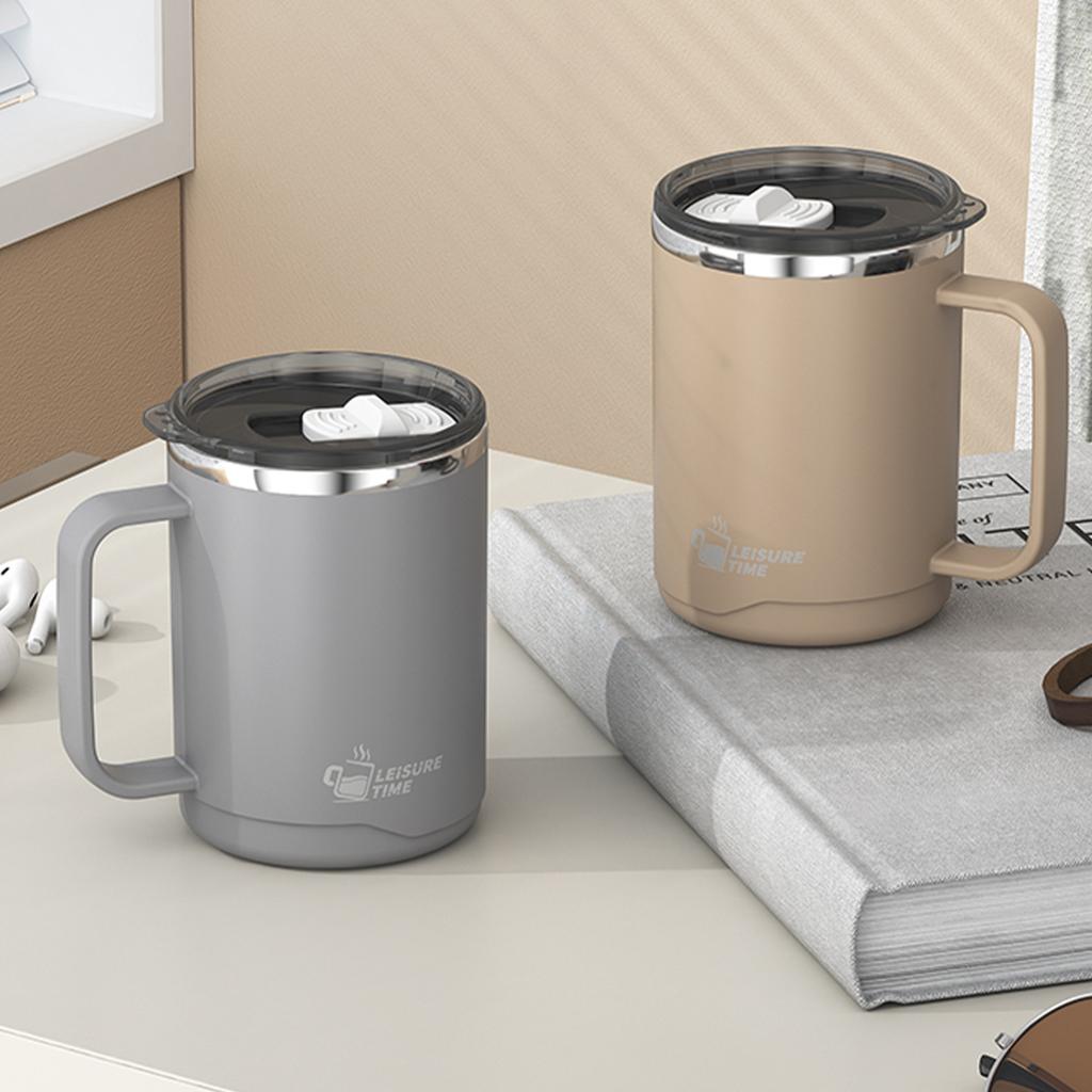 500ml Double-layer Mug 304 Stainless Steel Insulated Coffee Cup With Handle Portable Sealed Water Cup Drinkware For Student Kid