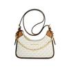 Michael Kors Mk Wilma Classic Monogram Logo Chain Zip Closure Coated Canvas Crossbody Bag Small Women Crossbody Bag Vanilla Brown 35H3G3WC5B-VANILLA