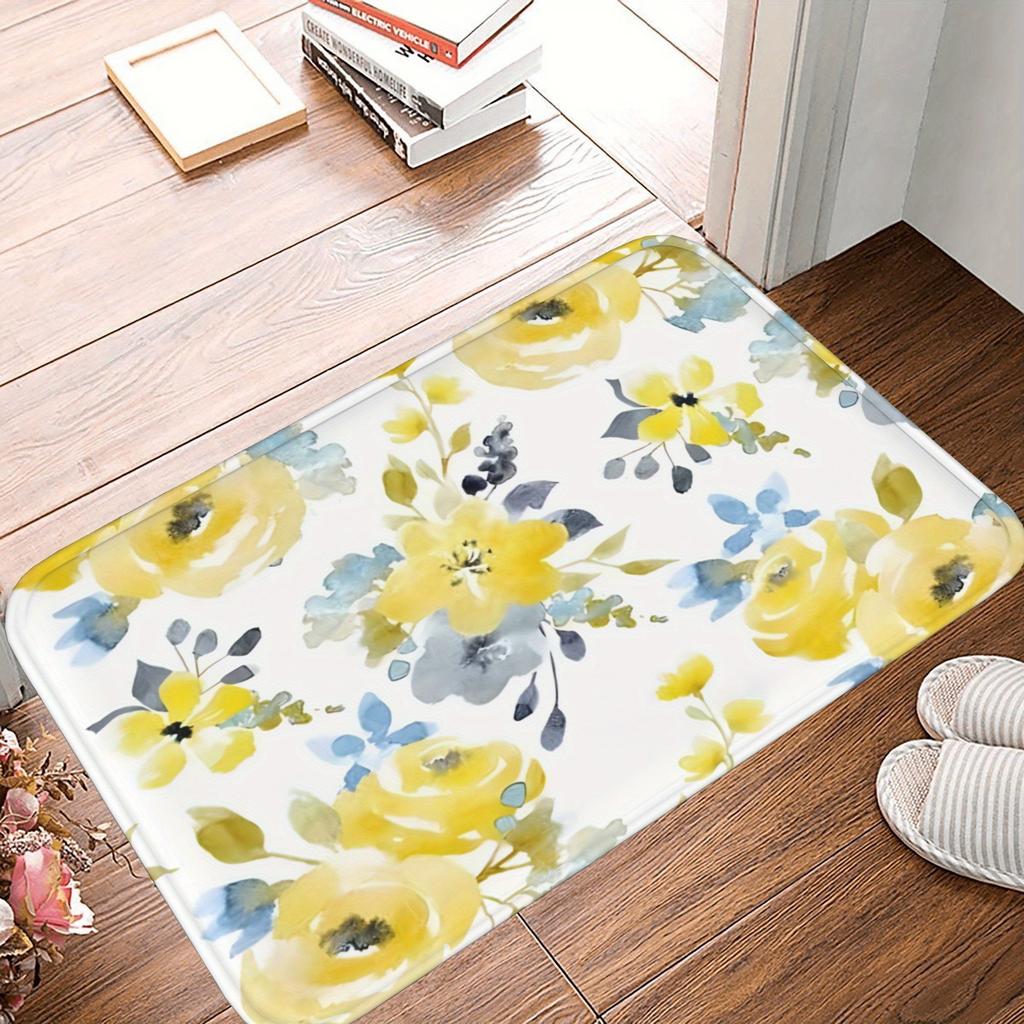 1PC Flowers Pattern Kitchen Rug Non-Slip Door Mat Pop Design Bathroom Rug Bath Mat Carpet for Home Sink Laundry Decoreeree