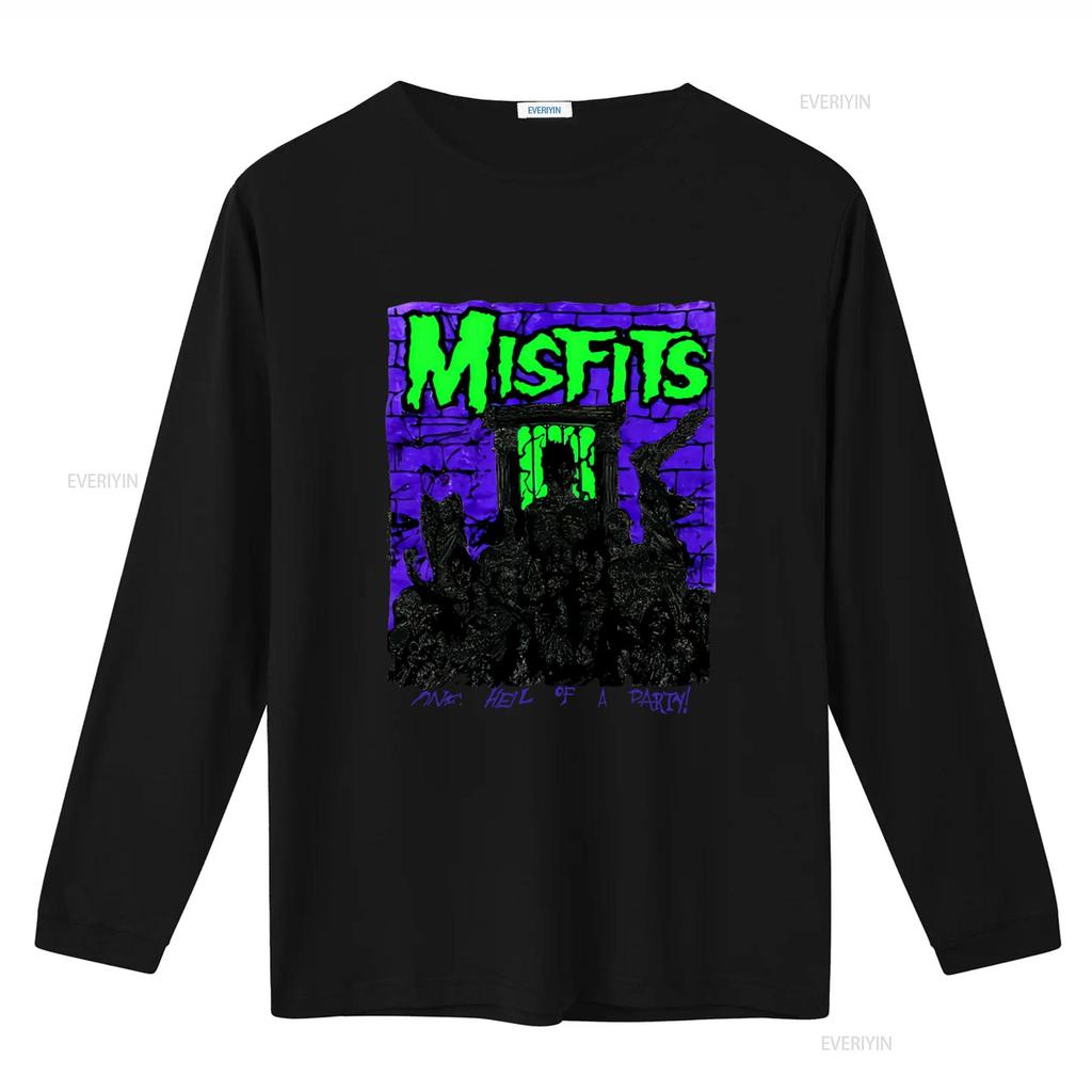 MISFITS 80s Rockband One Hell of A Party T-shirt Vintage Stijl voor Fans vintage Gewassen Stijlvolle grafische print Veelzijdig