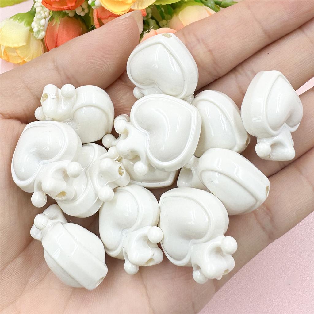 Home Party Supplies Crown Heart for Bracelet Necklace Accessories Jewelry DIY 12pcs Loose Beads Charms 21.4*24.4mm Pendants Material With Hole