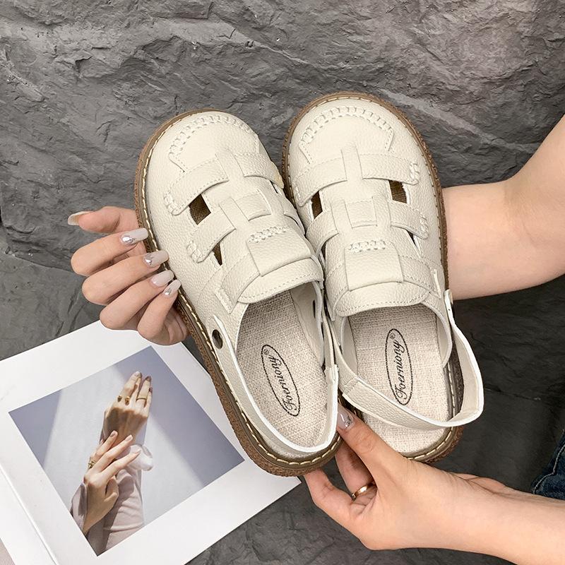 Baotou Sandals Women'S Summer Two Wear Thick-Soled Half-Slippers Flat-Soled Soft-Soled Versatile Casual And Comfortable Single Shoes
