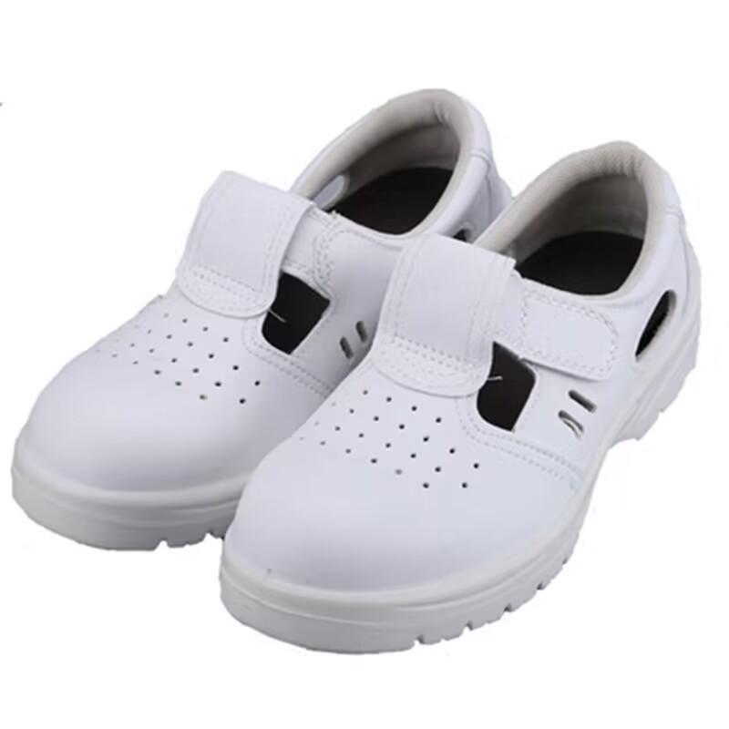 Herrenmode Stahlkappenschuhe Arbeitsschuhe Weichleder Weiß Sicherheits-Sandalen Sommer Arbeiter Sicherheitsstiefel Atmungsaktives Schuhwerk Männlich