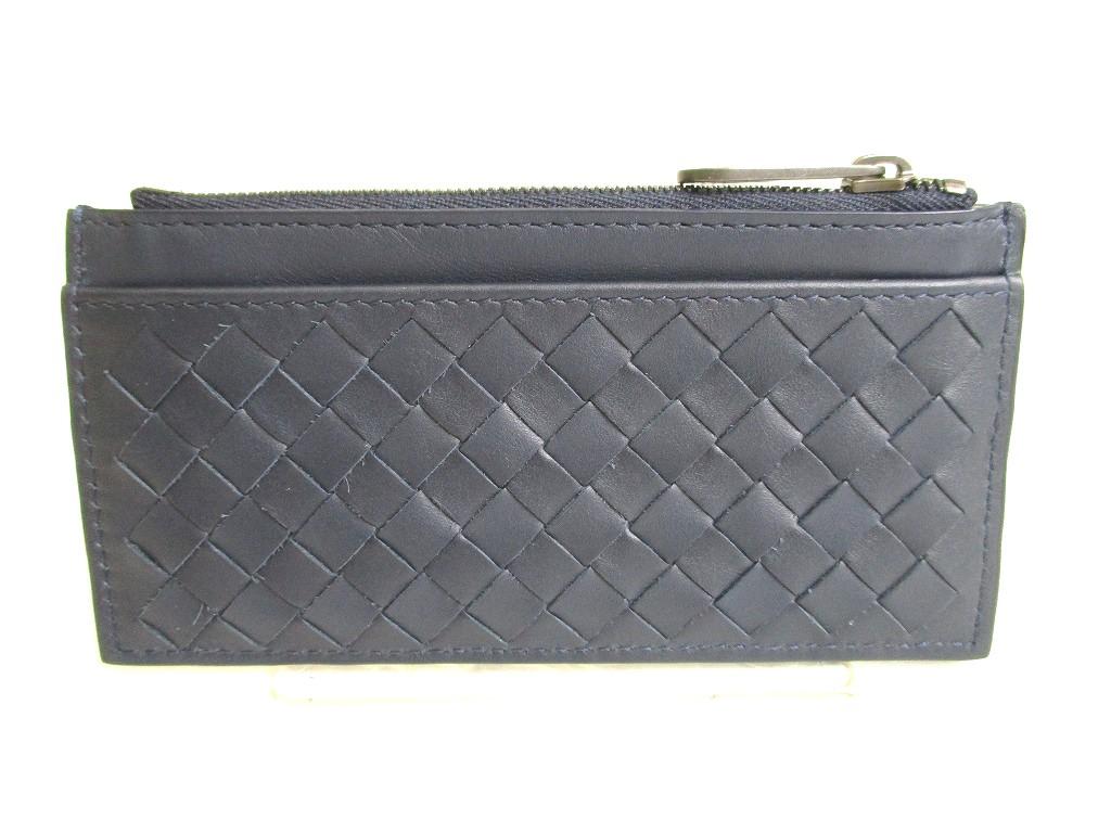 Authentic BOTTEGA VENETA Intrecciato Navy Blue Leather Coin Purse Card Holder #9705  Refurbished